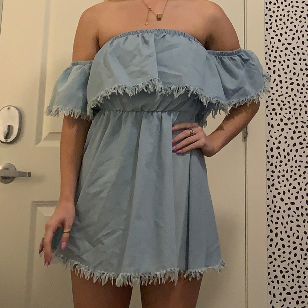 Off the shoulder Chambray dress